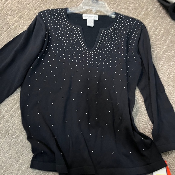 Cathy Daniels Sweaters - Cathy Daniels Black Top with Silver Studs